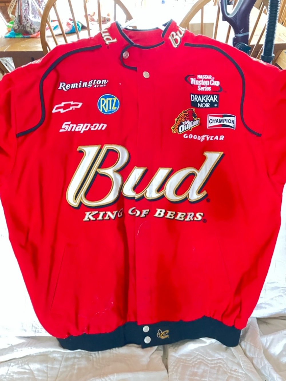 Budweiser Red Jacket with Black Trim and Bold Gold Logo